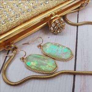 Faceted gold drop Elle earrings faux abalone